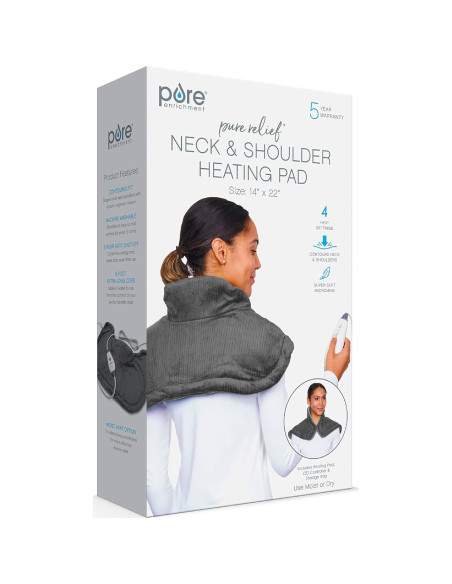 Almohadilla Térmica para Cuello y Hombros Pure Enrichment - 4 Niveles de Calor, Apagado Automático, Suave Micromink