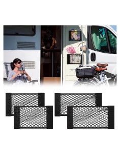 PIFOOG Red de Almacenamiento para Auto 4 Piezas Negra
