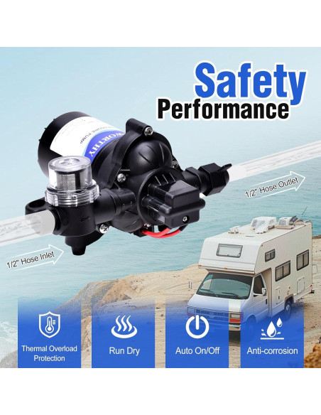 Bomba de Diafragma ECO-WORTHY 12V 4.0GPM 45PSI Silenciosa