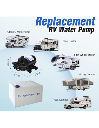 Bomba de Diafragma ECO-WORTHY 12V 4.0GPM 45PSI Silenciosa