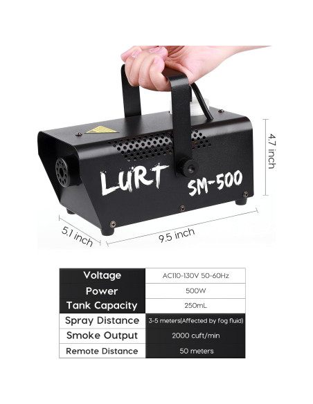 Máquina de Niebla LURT 500W Control Remoto 2000CFM