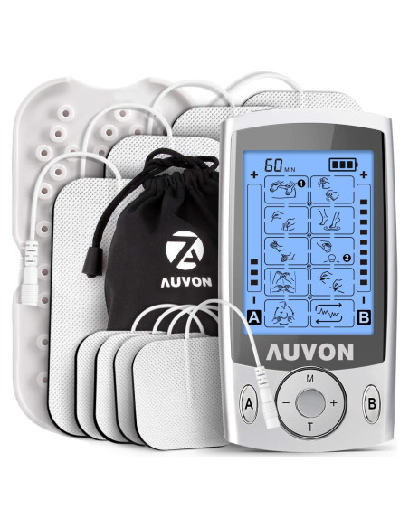 AUVON Estimulador Muscular TENS Doble Canal 20 Modos