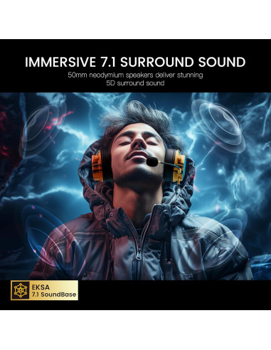 Auriculares Gaming EKSA E900 Pro 7.1 con Micrófono Amarillo