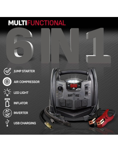 Arrancador de Salto Schumacher SJ1332 1200A 6 en 1 Portátil