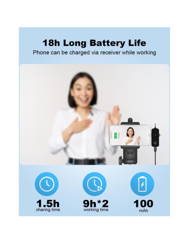 Micrófono Lavalier Inalámbrico BILIWAL J5 3 en 1 USB-C