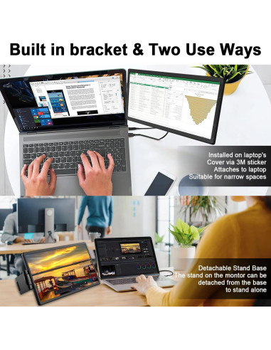 Extensor de Pantalla Iryreafer 14.1" FHD 1080P USB-C/HDMI