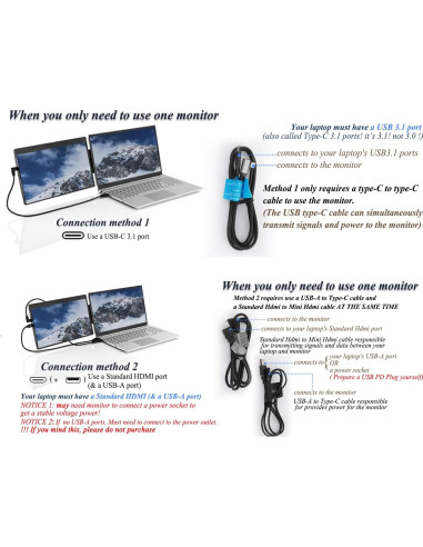 Extensor de Pantalla Iryreafer 14.1" FHD 1080P USB-C/HDMI