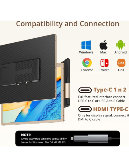 Extensor de Pantalla Portátil Leudaich 15.6" FHD 1080P DIY