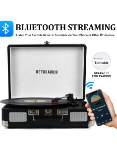 Reproductor de Vinilo Retro Bluetooth 3 Velocidades 3,41 kg 2