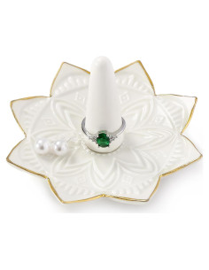 Plato de Anillos Mandala Maxsirui Cerámica Blanco 10x10 cm