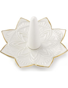 Plato de Anillos Mandala Maxsirui Cerámica Blanco 10x10 cm 2