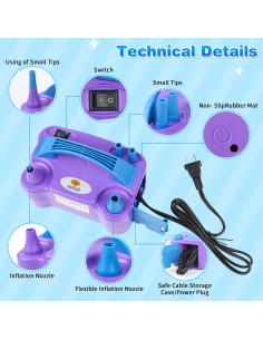 Bomba de globo eléctrica portátil NuLink 600W con boquilla dual 2