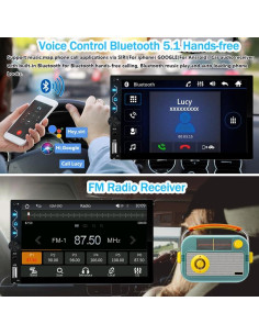 Estéreo de coche Leadfan 7" con Carplay y cámara de reversa 2