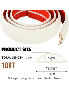 Cubierta de Suelo para Cables MYFAMIREA 10ft Beige PVC 2