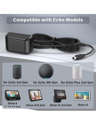 Cargador 18V HIENADTOR para Echo 3ra y 4ta Gen, Show 8