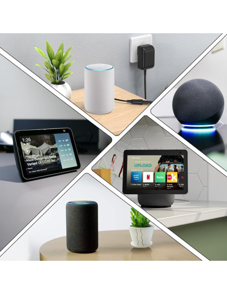 Cargador 18V HIENADTOR para Echo 3ra y 4ta Gen, Show 8