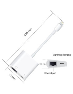 Adaptador Ethernet a Lightning WORLDBOYU 100Mbps 2-en-1 2