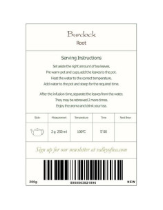 Té de raíz de bardana orgánico Valley of Tea 199g 2