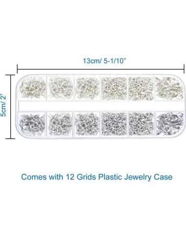 Anezus Kit de Anillas de Salto y Alicates 1200 Piezas Plata