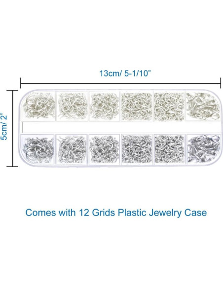 Anezus Kit de Anillas de Salto y Alicates 1200 Piezas Plata