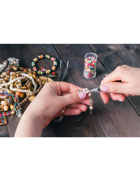 Anezus Kit de Anillas de Salto y Alicates 1200 Piezas Plata