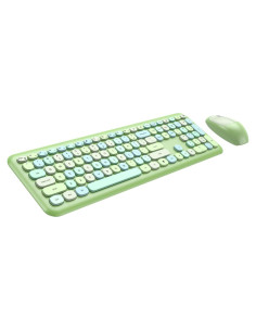 Combo Teclado y Ratón Inalámbrico Vssoplor Verde Retro