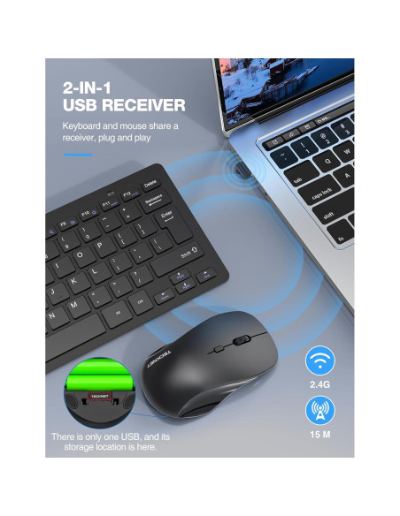 Combo Teclado y Ratón Inalámbrico TECKNET X315 Negro