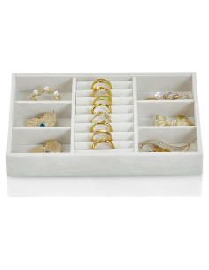 Bandeja de Joyería Vlando 6 Rejillas Organizador Blanco