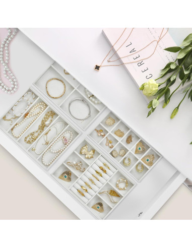 Bandeja de Joyería Vlando 6 Rejillas Organizador Blanco