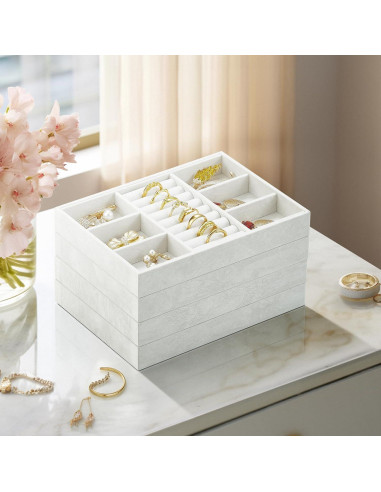 Bandeja de Joyería Vlando 6 Rejillas Organizador Blanco