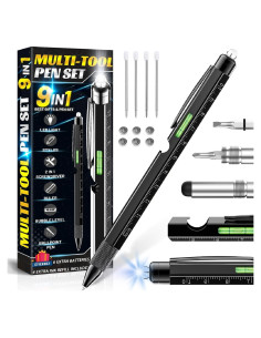 Bolígrafo Multi-Herramienta NADRQQE 9 en 1 Negro