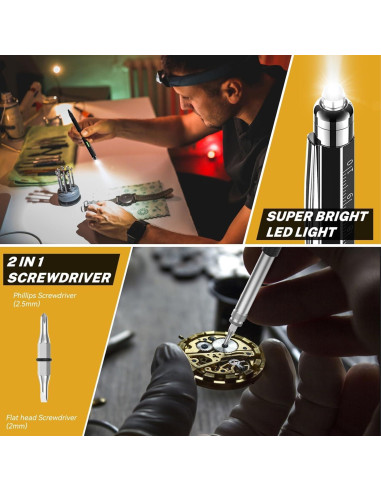 Bolígrafo Multi-Herramienta NADRQQE 9 en 1 Negro