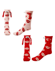 Calcetines San Valentín 2 Pares Magnéticos Labios Diseño