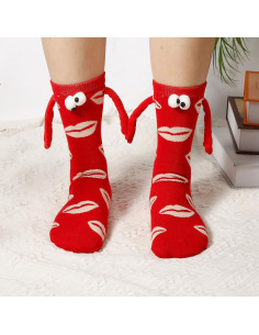 Calcetines San Valentín 2 Pares Magnéticos Labios Diseño 2