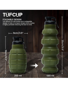 Taza Escupidera TUFCUP Verde Militar Plegable a Prueba de Fugas 2