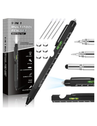 Bolígrafo Multitool 9 en 1 APHEKUL Negro EDC