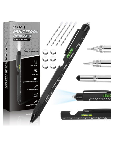 Bolígrafo Multitool 9 en 1 APHEKUL Negro EDC