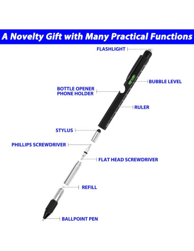 Bolígrafo Multitool 9 en 1 APHEKUL Negro EDC