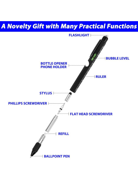 Bolígrafo Multitool 9 en 1 APHEKUL Negro EDC