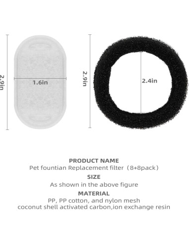 Filtro de agua para gatos ONECUTE 8 filtros y esponjas