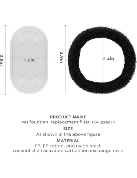 Filtro de agua para gatos ONECUTE 8 filtros y esponjas