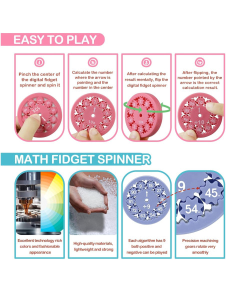 Spinners Antiestrés Matemáticas HonorWin 9 Piezas Multiplicación