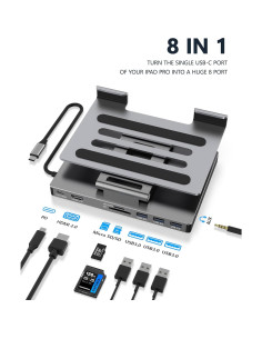 Soporte Hub USB C NXPGKEA 8 en 1 para iPad Pro 4K 60Hz 2