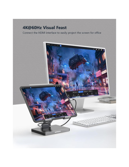 Soporte Hub USB C NXPGKEA 8 en 1 para iPad Pro 4K 60Hz