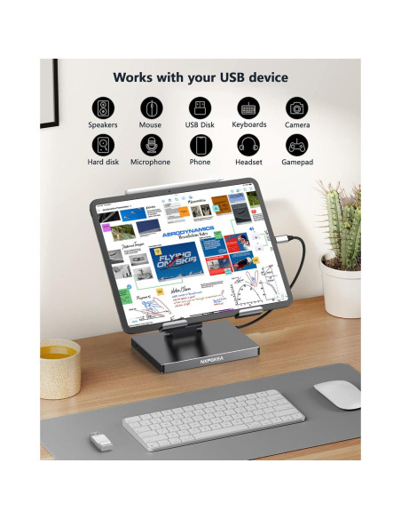Soporte Hub USB C NXPGKEA 8 en 1 para iPad Pro 4K 60Hz