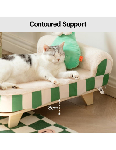 Sofá Elevado para Gatos MEWOOFUN Ortopédico Verde 43x32cm