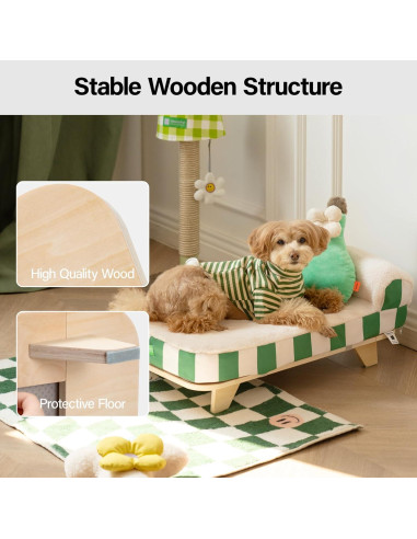 Sofá Elevado para Gatos MEWOOFUN Ortopédico Verde 43x32cm