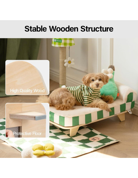 Sofá Elevado para Gatos MEWOOFUN Ortopédico Verde 43x32cm