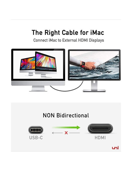 Cable USB C a HDMI uni 2 Pack 4K 60Hz 2m Gris