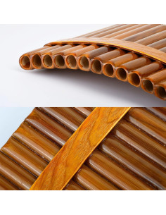 Flauta Pan 15 Tubos Marrón Clave G Afinable Instrumento 2